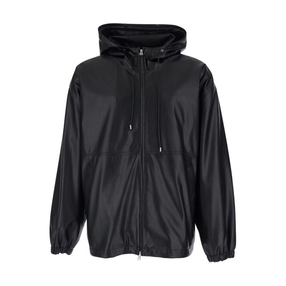 Dunst Men Black Jacket With Fixed Hood In Ecoleather For Men
